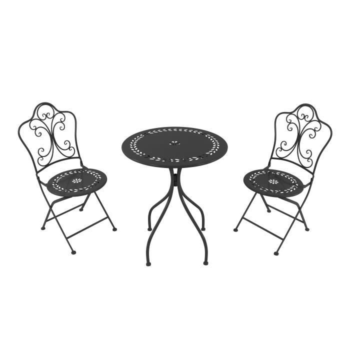 Ensemble Bistro - AXI - Marilou - 2 Chaises Pliantes - 1 Table Ronde - Métal Anthracite Ensemble Bistro - AXI - Marilou - 2 Chaises Pliantes - 1 Table Ronde - Métal Anthracite