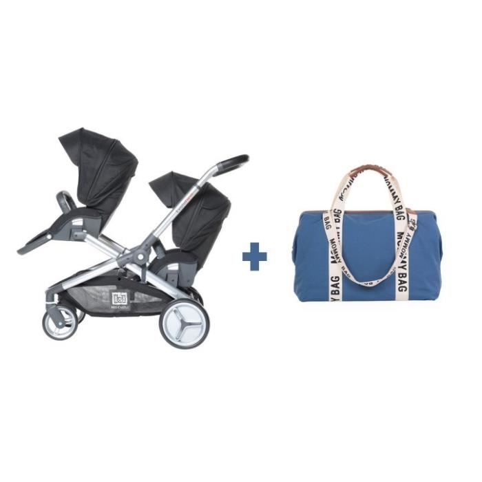 CASTLE Poussette double Evolutwin Dès la naissance Jusqu'à 15kg Dossier réglable + sac à langer offert - vue 1