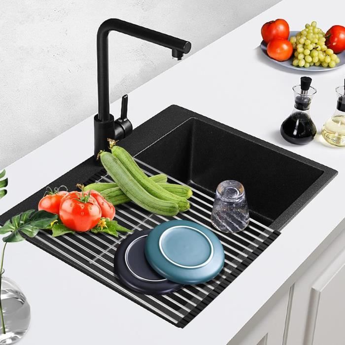 10 Égouttoir à Vaisselle Pliable Noir En Forme De X, égouttoir à Vaisselle Sans Installation, Bol D'égouttage à Deux Couches | Leroy Merlin