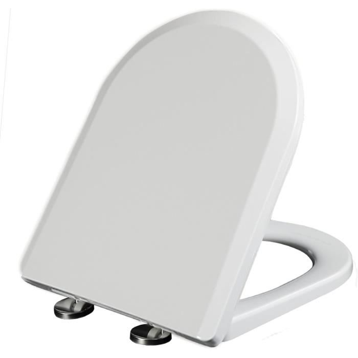 Abattant WC WOLTU Avec Frein De Chute - Marmo Bianco, Forme Ovale, Duroplast