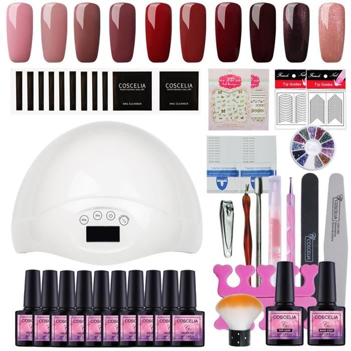 Kit De Manucure Vernis Semi Permanent Lampe Led 48w Nail Art Professionnel Complet Pour Ongle