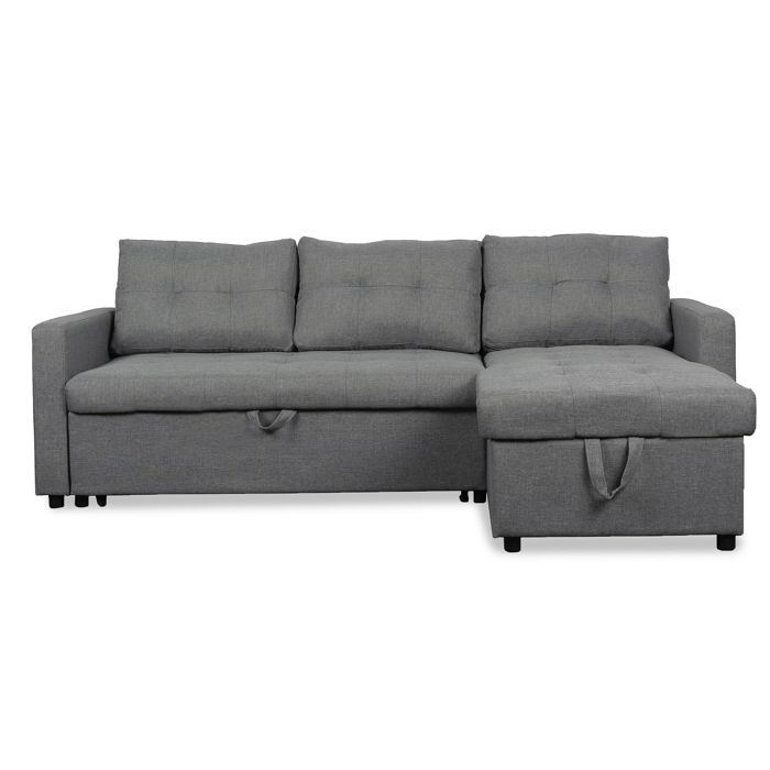MENZZO Canapé dangle convertible Toledo Tissu Gris -L220 x P146 x H88cmSurface de couchage : 115 x 1935 cm
