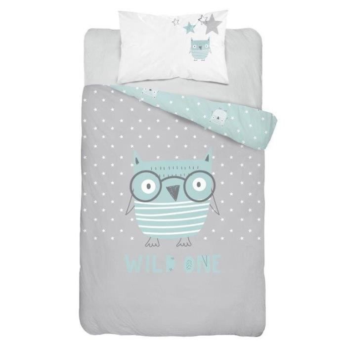 100 % coton Parure de lit réversible pour bébé Dimensions : 100 x 135 cm Bleu 2 pièces 40 x 60 cm 