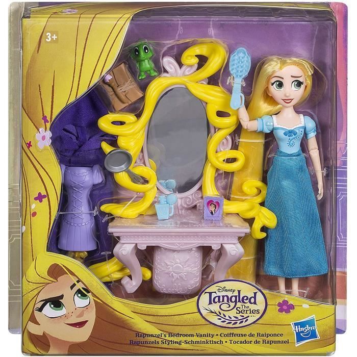Poupée Mannequin Disney Princesses - DISNEY - Raiponce - Coiffeuse et Cheveux en Laine Cirée