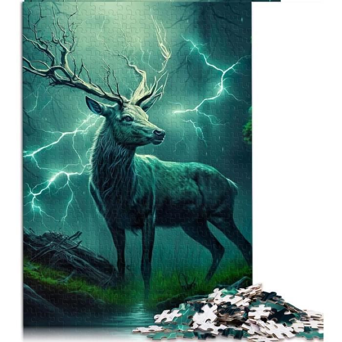 Puzzles 1000 Pièces Cerf Enchanté Dans La Tempête Puzzles Pour Adultes Puzzles En Carton