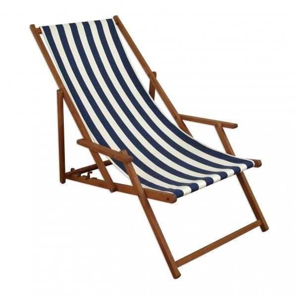 Chaise longue rayé bleu et blanc chilienne bain de soleil pliant mobilier de jardin 10-317