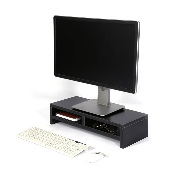 Fdit élévateur d'écran PC Support de moniteur de bureau à 2 niveaux étagère  socle TV LCD ordinateur portable écran Riser noir
