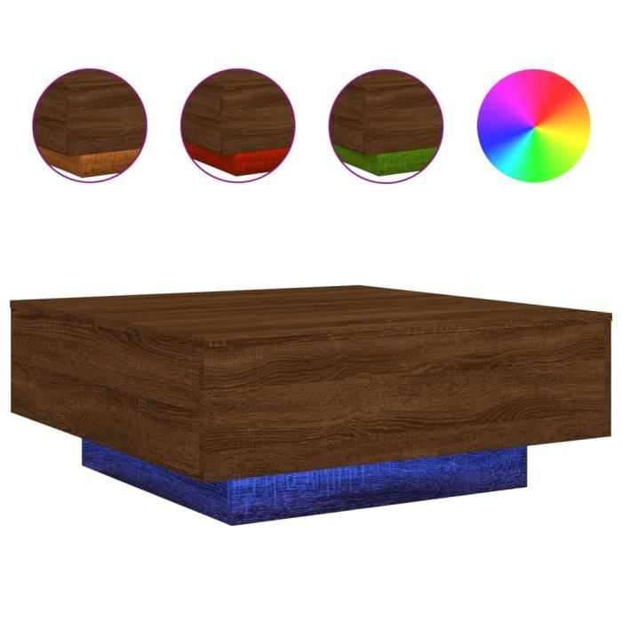 QUT Table basse avec lumières LED sonoma gris 50x50x40 cm 98666 QUT Table basse avec lumières LED sonoma gris 50x50x40 cm 98666