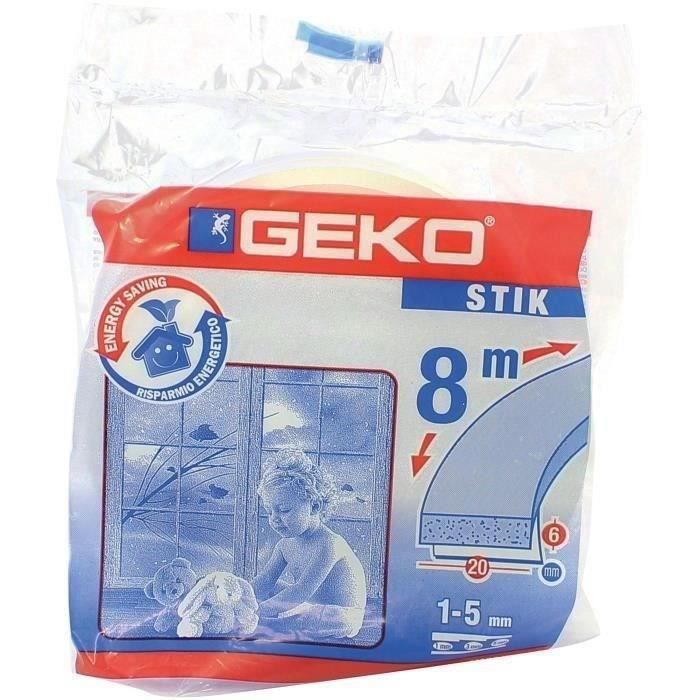 GEKO Bourrelet de porte adhésif en mousse PU blanc - 19mmx6mmx8m - Mistral