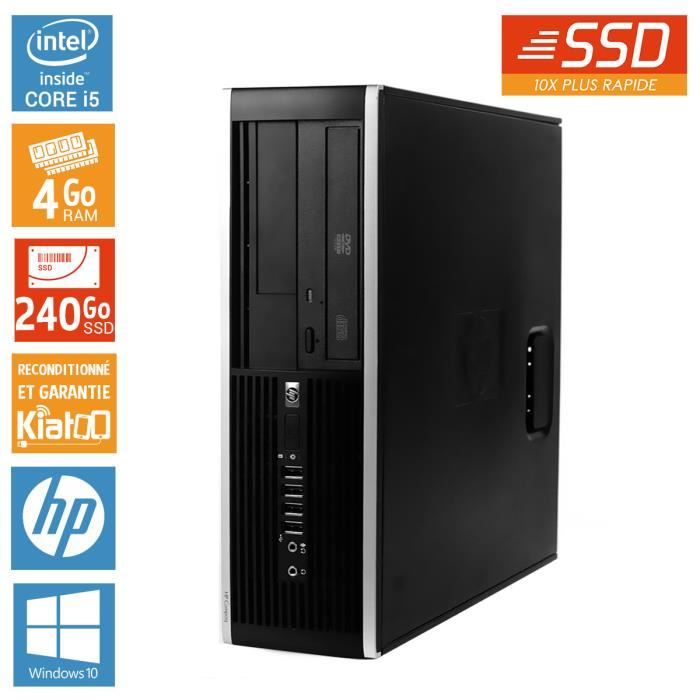 HP Elite 8100 - Core i5 - 4 Go RAM - 240 Go Disque Dur SSD - PC de Bureau Reconditionné - Windows 10 - Reconditionné - Hewlett packard