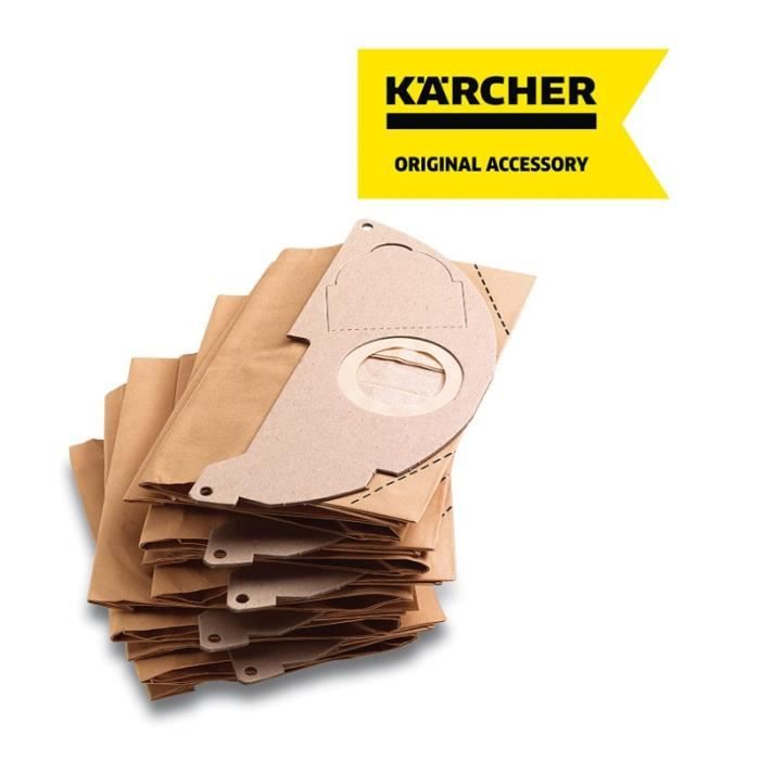 Lot de 10 sacs en papier pour aspirateurs Eau et Poussière Karcher