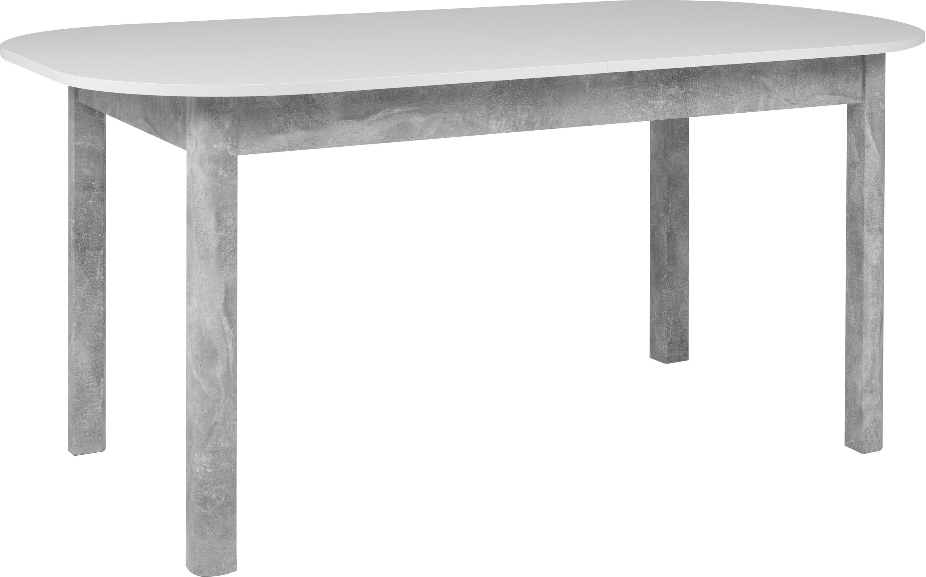 Table à manger extensible - KAYRI - Rectangulaire - Béton / Blanc - 6 à 8 personnes - 160-200 x 76 x 90 cm
