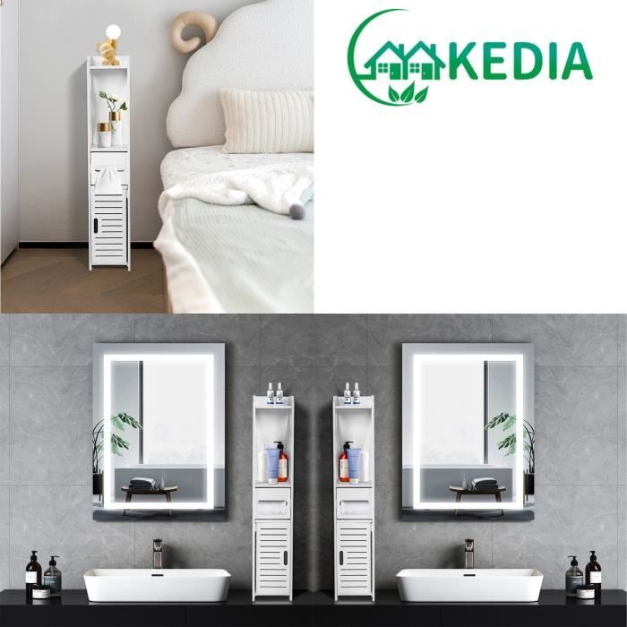 KEDIA. Meuble Colonne de Salle de Bain Armoire Haute pour Salle de Bain Salon Cuisine - Blanc 20*15*80cm