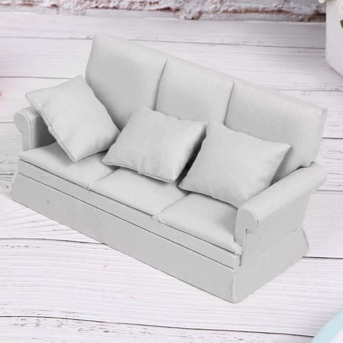 Canapé Miniature Maison De Poupée – Beige, Meuble Jeu Pour Poupées, Neuf