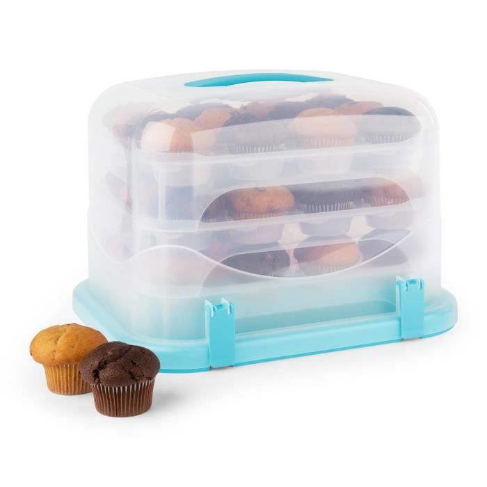 Klarstein Boite De Transport Gateaux Tartes Cupcakes Cloche Xl 36 Pieces Bleu Cdiscount Maison