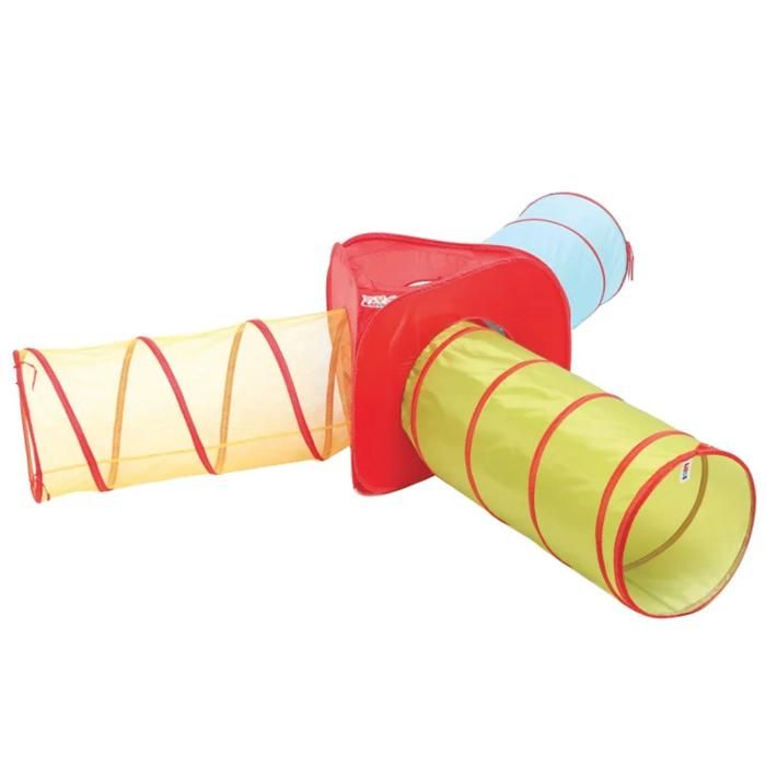 LUDI - Multitunnel léger et pliable - Rouge - Dès 2 ans - 120cm x 45cm