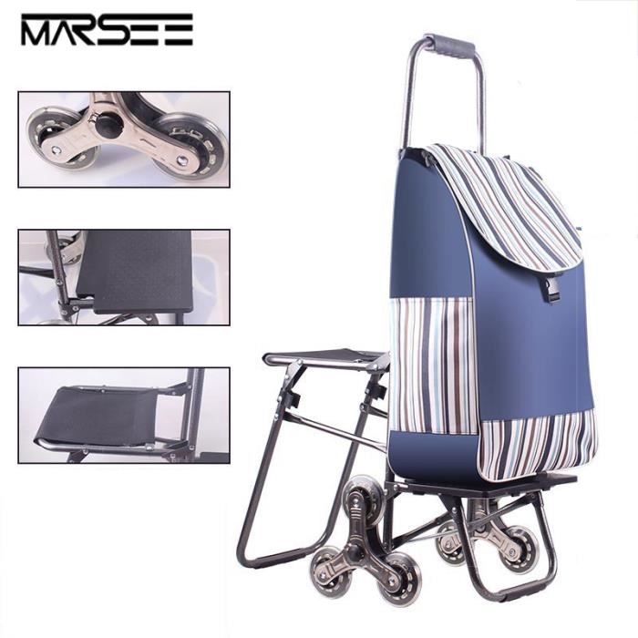Chariot De Courses Pliable Et Léger - 40L, Capacité 15kg, Design Moderne, Noir, Pour Marché Et Voyage