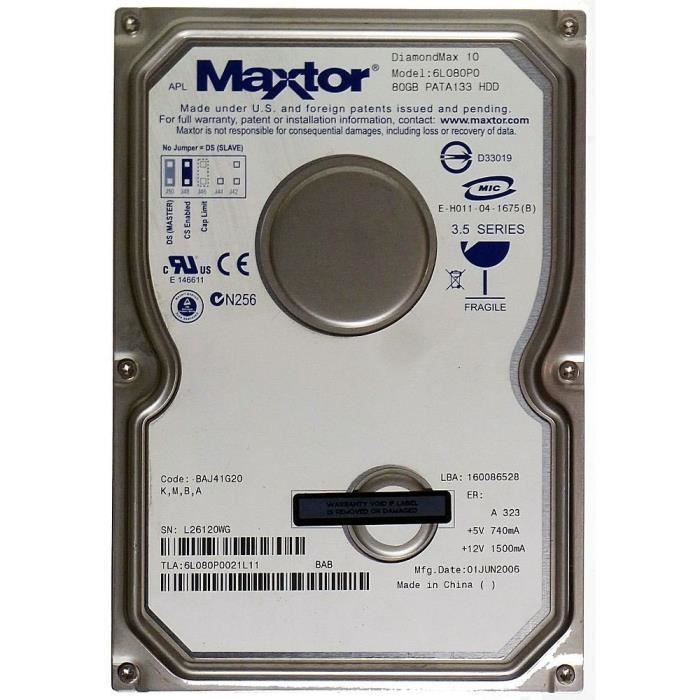 Disque Dur Maxtor DiamondMax 10 200GB SATA 7200RPM - Neuf Pour PC