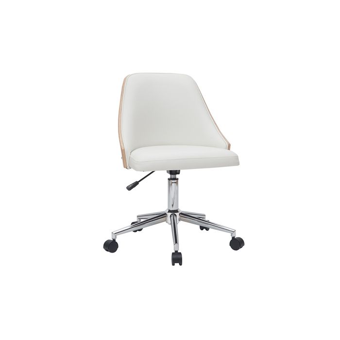 fauteuil de bureau design blanc et bois clair quino - miliboo - réglable en hauteur - style scandinave