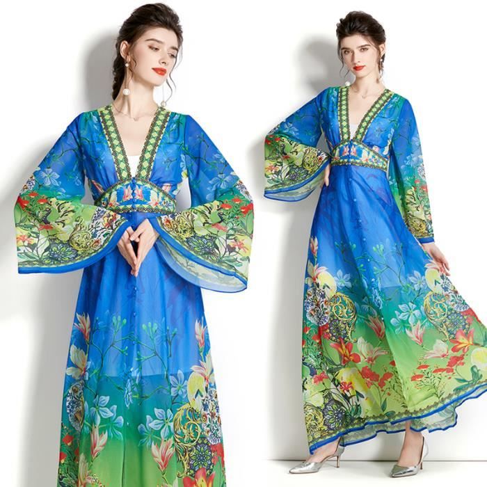Robe Vintage Imprimé Camisole Maxi