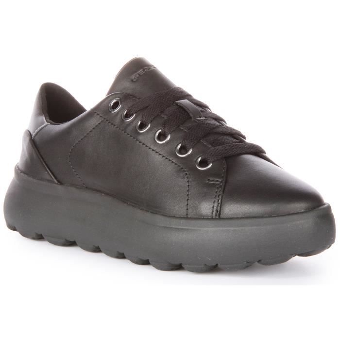 Geox Baskets GEOX Spherica EC4.1 pour femmes - Noir - Lacets en cuir synthétique