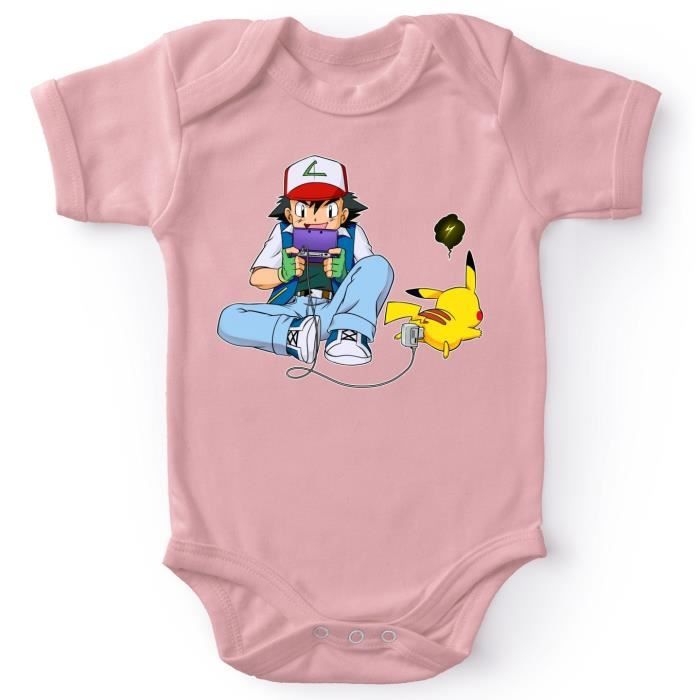Body Bebe Filles Rose Pokemon Parodique Sasha Ketchum Et Pikachu Batterie De Secours Parodie Pokemon Noir Cdiscount Pret A Porter