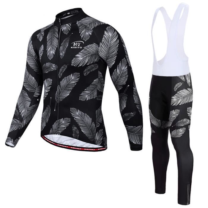Coussin de Gel 3D Coupe-Vent et Chaud VFGSB Vêtements de Cyclisme dhiver pour Hommes Plus des vêtements de Fitness à Manches Longues en Velours Pantalon à Bretelles