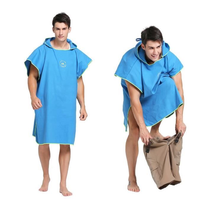JanTeelGO Poncho De Bain Surf – Robe De Changement Avec Capuche, Microfibre Séchage Rapide, Taille Unique 91x109 Cm – Pour Plage, Piscine Et Camping