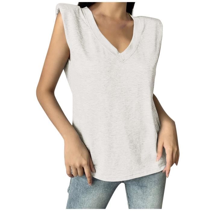Tee shirt blanc sans manche femme outlet