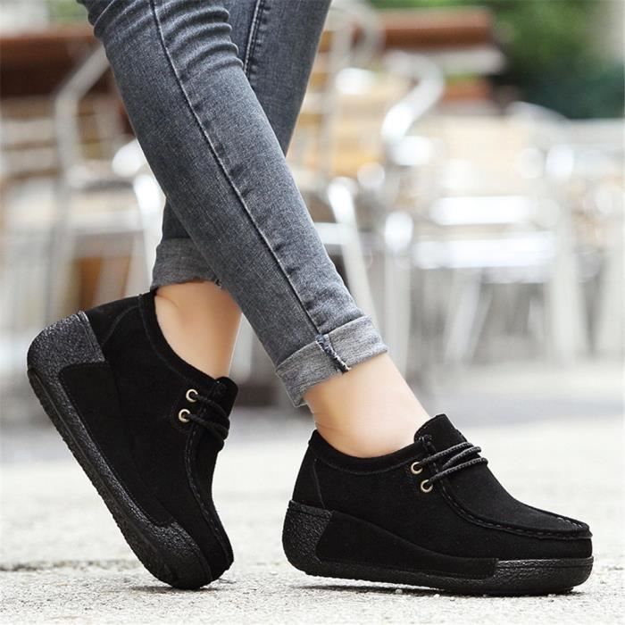 Sneakers Noir Daim Tres Confortable - Femme