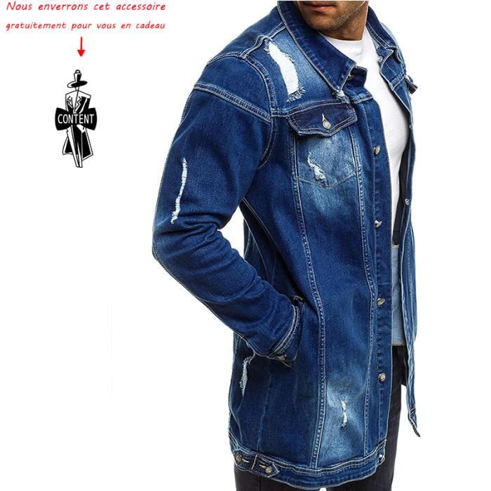 Veste En Jean Vieilli Pour Homme Enyce - Taille M, Bleu, Style Décontracté