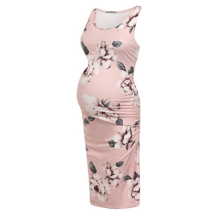 Robe de maternité sans manches pour femme enceinte, vêtement d'été