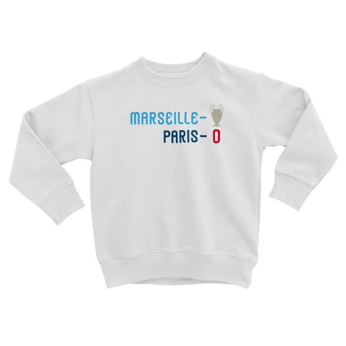 Sweatshirt Supporter Olympique De Marseille - Cadeau Pour Fan De L'OM - Coupe Classique, Col Tissé