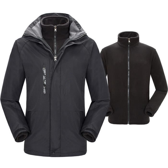 Blouson Homme Imperm?�able 3 en 1 pour Randonn?�e - Noir Noir - Cdiscount Sport