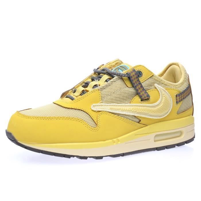 Baskets Travis Scott x Nike AIRMAX 1 Jaune Homme et Femme Jaune Cdiscount Chaussures