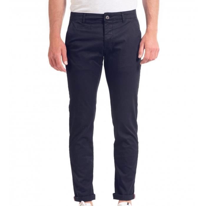 Pantalon Chino Homme La Maison Blaggio - Coupe Classique Bleu - 98% Coton, 2% élasthanne - Fermeture Bouton Et Zip
