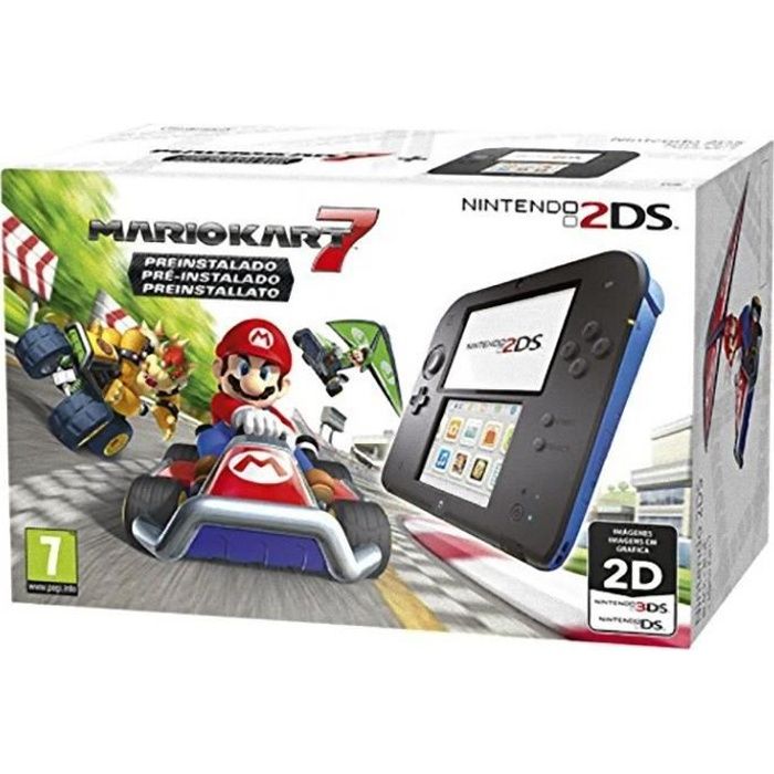 Console Nintendo 2DS Noir / Bleu + Mario Kart 7 préinstallé