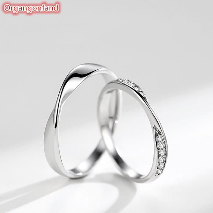 Bague couple Bague de couple ajustable en argent sterling 925