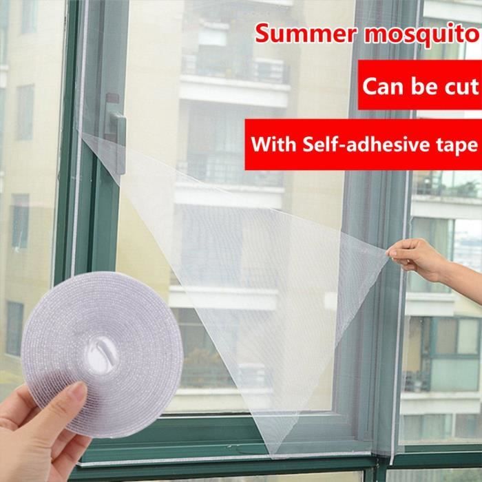 Moustiquaire Insecte Fenêtre Filet Tissu Anti-moustique Avec Ruban Adhésif Blanc 150X200cm 
