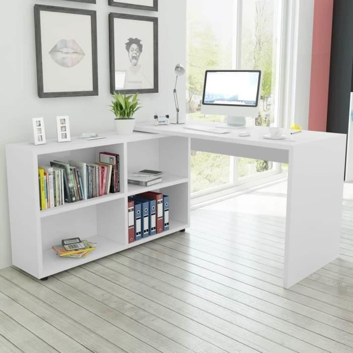 Bureau D Angle 4 Etageres Blanc Bureau Coin Table De Bureau