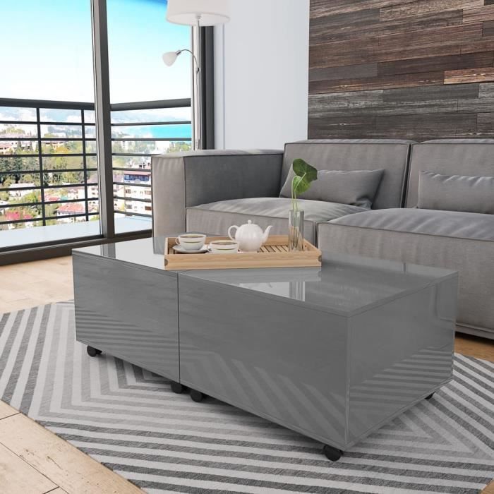 Table basse style contemporain Table de salon Gris brillant 120 x 60