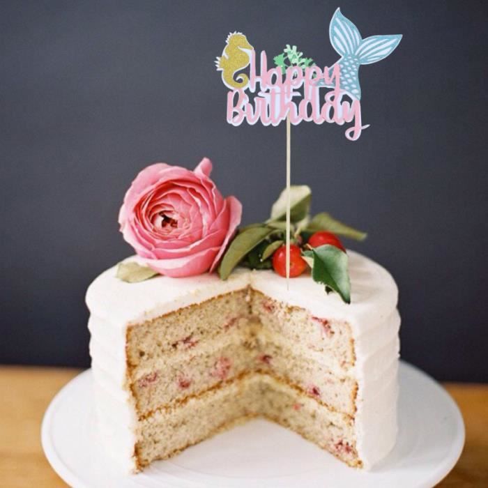 Gateau Toppers Choix De Decoration Joyeux Anniversaire Sirene Queue Mer Serie Banderole Banniere Guirlande Hors Noel Cdiscount Maison