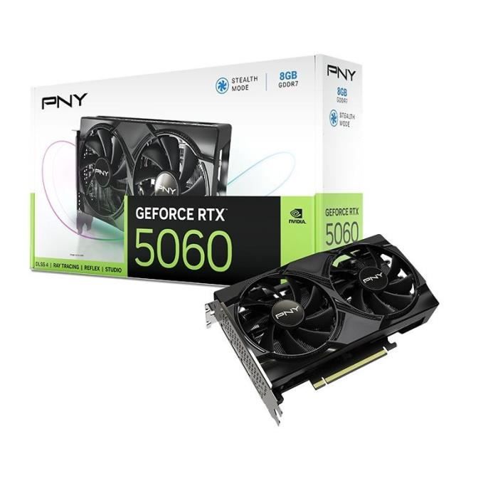 PNY Carte Graphique GEFORCE RTX™ 5060 8GB Overclocked Dual Fan DLSS 4 - vue 3