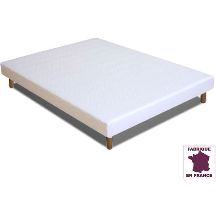 Sommier tapissier à lattes recouvertes 140 x 190 + jeu de 4 pieds offerts: