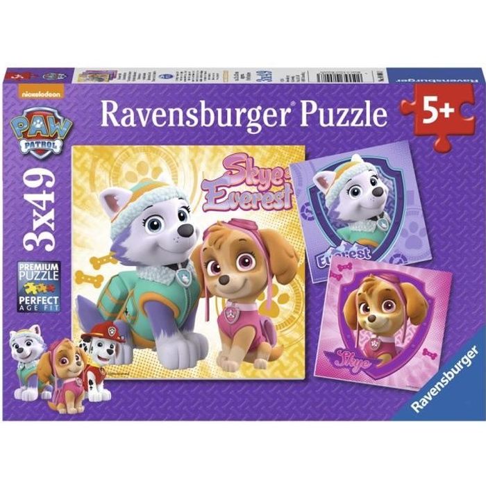 PAT PATROUILLE Puzzles 3x49 pièces - Charmantes chiennes - Ravensburger - Enfant dès 5 ans