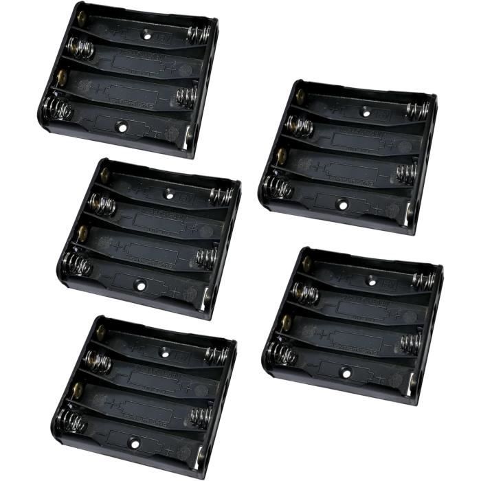 Boîtier Piles AAA - Lot De 2 - Pour 4 Piles 1.5V - Avec Câbles - 52x49x13mm - AERZETIX