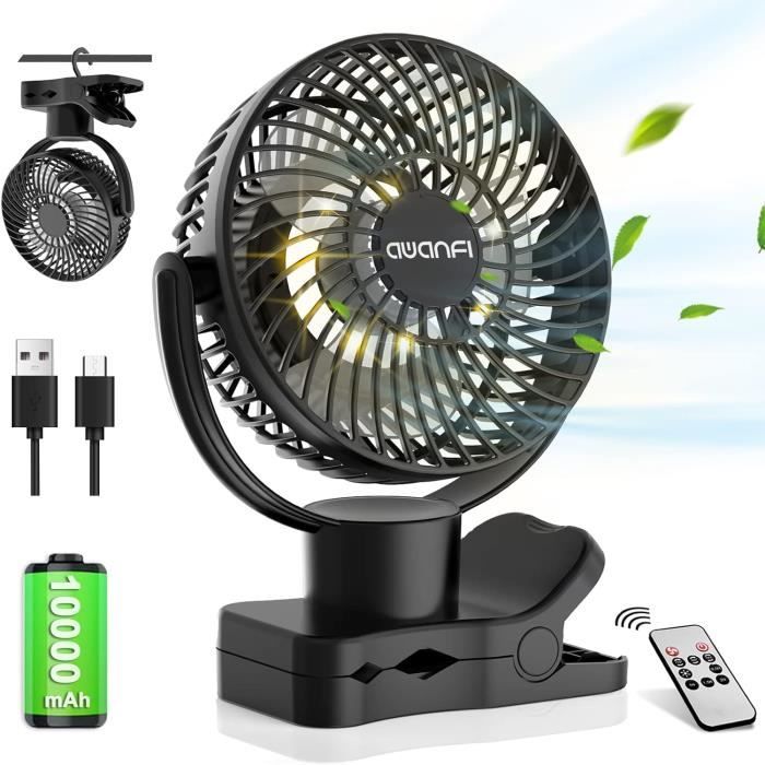 XINGFU-Ventilateur à pince rechargeable avec lumière Lampe LED compacte