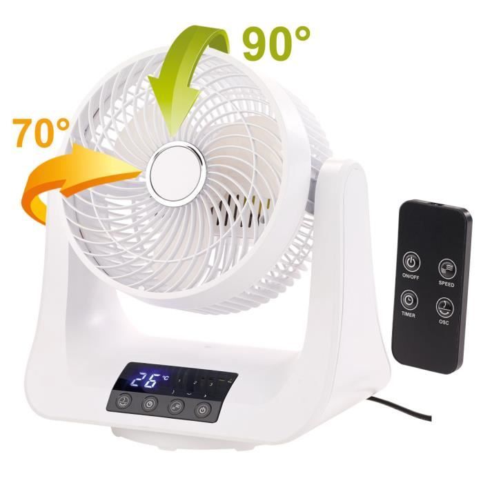 Ventilateur sur pied - SICHLER HAUSHALTSGERATE - Oscillation 3D - 45 W - Blanc - Télécommande - Sichler Haushaltsgerate