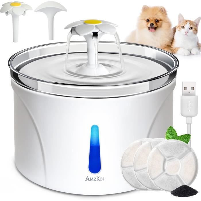 Fontaine à Eau Pour Chat 1,5 L - Silencieuse, Avec Filtration - Distributeur D'Eau Courante - Facile à Nettoyer