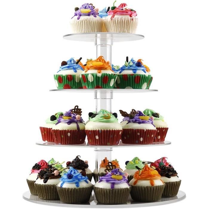 Présentoir à Cupcakes En Bois 4 Étages Yolispa - Étagère Vintage Pour Gâteaux, Parfums, Maquillage Et Décoration
